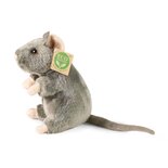 Rappa ECO knuffel muis 16 cm - realistische knuffel van recyclede PET flessen - grijs
