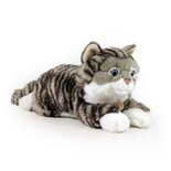 Rappa ECO knuffel Cyperse kat 40 cm - realistische knuffel van recyclede PET flessen - grijs, wit