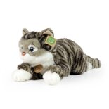 Rappa ECO knuffel Cyperse kat 40 cm - realistische knuffel van recyclede PET flessen - grijs, wit