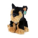 Rappa ECO knuffel hond Terrier 30 cm - realistische knuffel van recyclede PET flessen - zwart bruin 