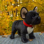 Rappa ECO knuffel Franse Bulldog 30 cm - realistische knuffel van recyclede PET flessen - zwart, wit