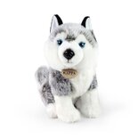 Rappa ECO knuffel husky 30 cm - realistische knuffel van recyclede PET flessen - grijs, wit