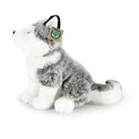 Rappa ECO knuffel husky 30 cm - realistische knuffel van recyclede PET flessen - grijs, wit