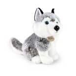 Rappa ECO knuffel husky 30 cm - realistische knuffel van recyclede PET flessen - grijs, wit