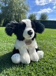 Rappa ECO knuffel Border Collie 30 cm - realistische knuffel van recyclede PET flessen - zwart, wit 