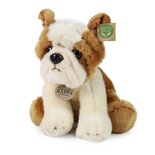 Rappa ECO knuffel Bulldog 26 cm - realistische knuffel hond van recyclede PET flessen - bruin, wit