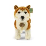 Rappa ECO knuffel Akita Inu 30 cm - realistische knuffel van recyclede PET flessen - bruin, creme