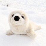 Rappa ECO knuffel zeehond 32 cm - realistische knuffel van recyclede PET flessen - creme