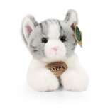 Rappa ECO knuffel kat / poes 26 cm - realistische knuffel van recyclede PET flessen - grijs, wit