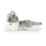 Rappa ECO knuffel kat / poes 26 cm - realistische knuffel van recyclede PET flessen - grijs, wit