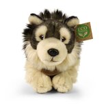 Rappa ECO knuffel wolf 38 cm - realistische knuffel van recyclede PET flessen - zwart creme