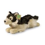 Rappa ECO knuffel wolf 38 cm - realistische knuffel van recyclede PET flessen - zwart creme