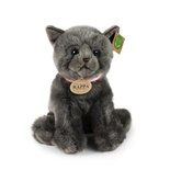 Rappa ECO knuffel kat 25 cm - realistische knuffel van recyclede PET flessen - grijs