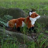 Rappa ECO knuffel staande vos 30 cm - realistische knuffel van recyclede PET flessen - bruin wit