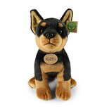 Rappa ECO knuffel Doberman 30 cm - realistische knuffel van recyclede PET flessen - bruin zwart