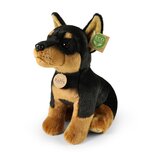 Rappa ECO knuffel Doberman 30 cm - realistische knuffel van recyclede PET flessen - bruin zwart