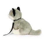 Rappa ECO knuffel Husky met riem 28 cm - realistische knuffel van recyclede PET flessen - grijs wit