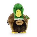 Rappa ECO knuffel eend 22 cm - realistische knuffel van recyclede PET flessen - groen grijs zwart geel