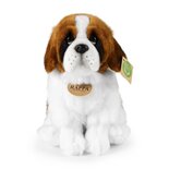 Rappa ECO knuffel Sint Bernard 28 cm - realistische knuffel van recyclede PET flessen - bruin wit