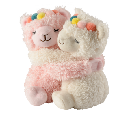 Warmies knuffelende vrienden lamas warmteknuffel wit/roze