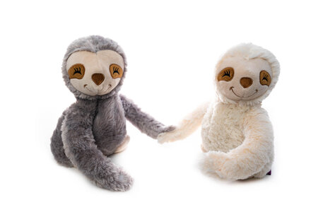 Habibi warmteknuffel knuffelende luiaard moeder en jong 23x19 cm - grijs, off-white