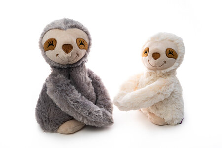 Habibi warmteknuffel knuffelende luiaard moeder en jong 23x19 cm - grijs, off-white