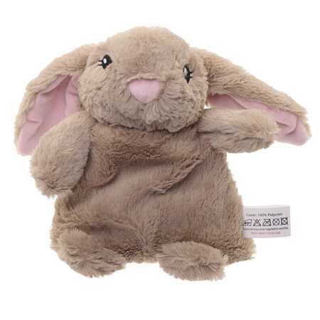 Puckator warmteknuffel konijn 25 cm - bruin roze - magnetronknuffel
