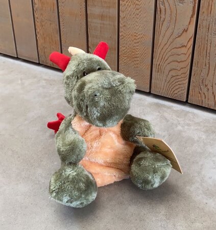 Inwolino warmteknuffel draak 26 cm - groen geel