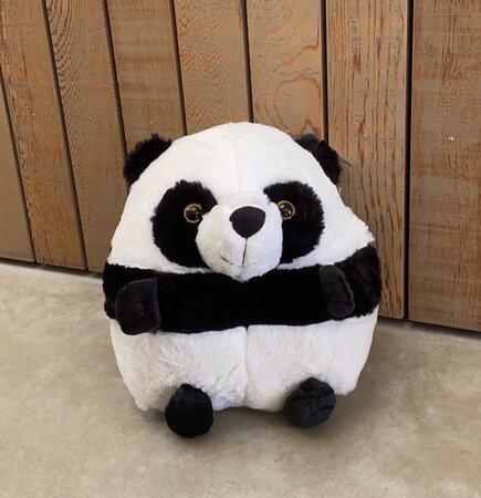 Cozy Time panda knuffelkussen handwarmer 35 cm zwart/wit