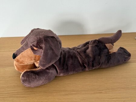 Habibi Plush warmteknuffel teckel 35 cm - bruin - geschikt voor oven en magnetron