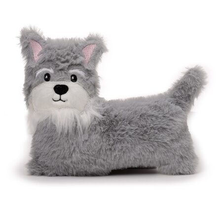 Puckator warmteknuffel mini schnauzer 17x16 cm - grijs wit - magnetronknuffel 