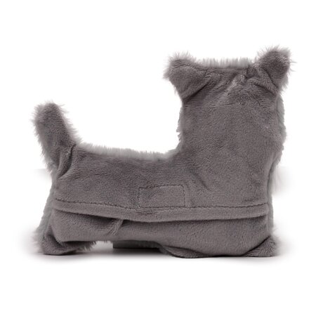 Puckator warmteknuffel mini schnauzer 17x16 cm - grijs wit - magnetronknuffel 