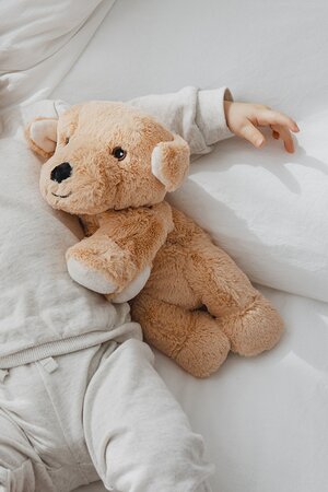 Habibi Plush warmteknuffel labrador 32 cm - geschikt voor oven en magnetron - caramel rosé