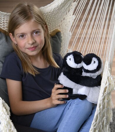 Warmies Pinguïn duo warmteknuffel grijs/zwart/wit