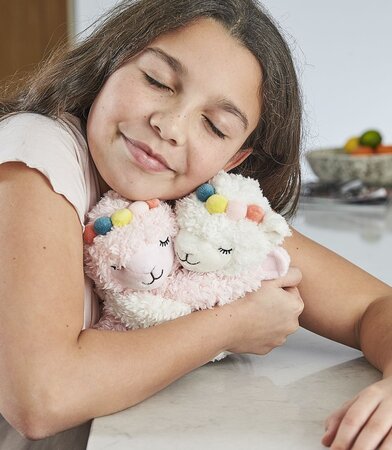 Warmies knuffelende vrienden lamas warmteknuffel wit/roze