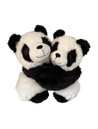 Habibi warmteknuffel knuffelende panda's 25x22 cm - zwart wit 
