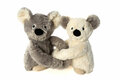 Habibi warmteknuffel knuffelende koala vader en jong 23 cm hoog - grijs, off-white