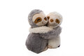 Habibi warmteknuffel knuffelende luiaard moeder en jong 23x19 cm - grijs, off-white 