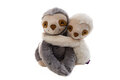 Habibi warmteknuffel knuffelende luiaard moeder en jong 23x19 cm - grijs, off-white 