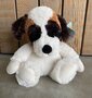 Cozy Time puppy / hond warmteknuffel 30 cm wit/bruin/zwart