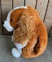 Cozy Time spaniel / hond knuffelkussen handwarmer 35 cm camel/wit