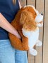 Cozy Time spaniel / hond knuffelkussen handwarmer 35 cm camel/wit