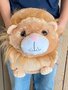 Cozy Time leeuw knuffelkussen handwarmer 35 cm bruin/geel