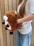 Cozy Time highlander knuffelkussen handwarmer 35 cm roodbruin/wit