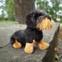 Rappa ECO knuffel teckel 30 cm - realistische knuffel van recyclede PET flessen - zwart, bruin