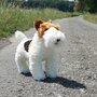 Rappa ECO hond Fox Terrier 30 cm - realistische knuffel van recyclede PET flessen - bruin, wit, zwart