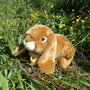 Rappa ECO knuffel konijn 25 cm - realistische knuffel van recyclede PET flessen - bruin, wit